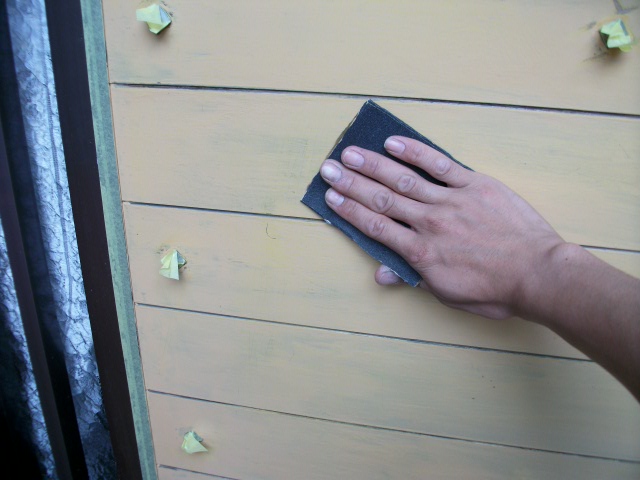 木製ドア　研磨
